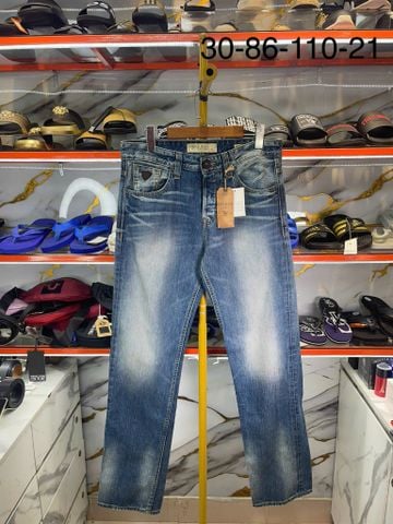 Quần Dài Jeans Guess Xanh Nhạt Chỉ Trắng - New - M12A11D4C00