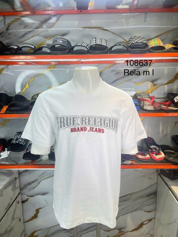 Áo Thun True Religion Trắng Thêu Chữ Xám Đỏ - New - 108637