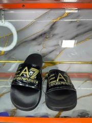 Dép EA7 Emporio Armani Đen Bóng Chữ Vàng - New - AF15118 PC001