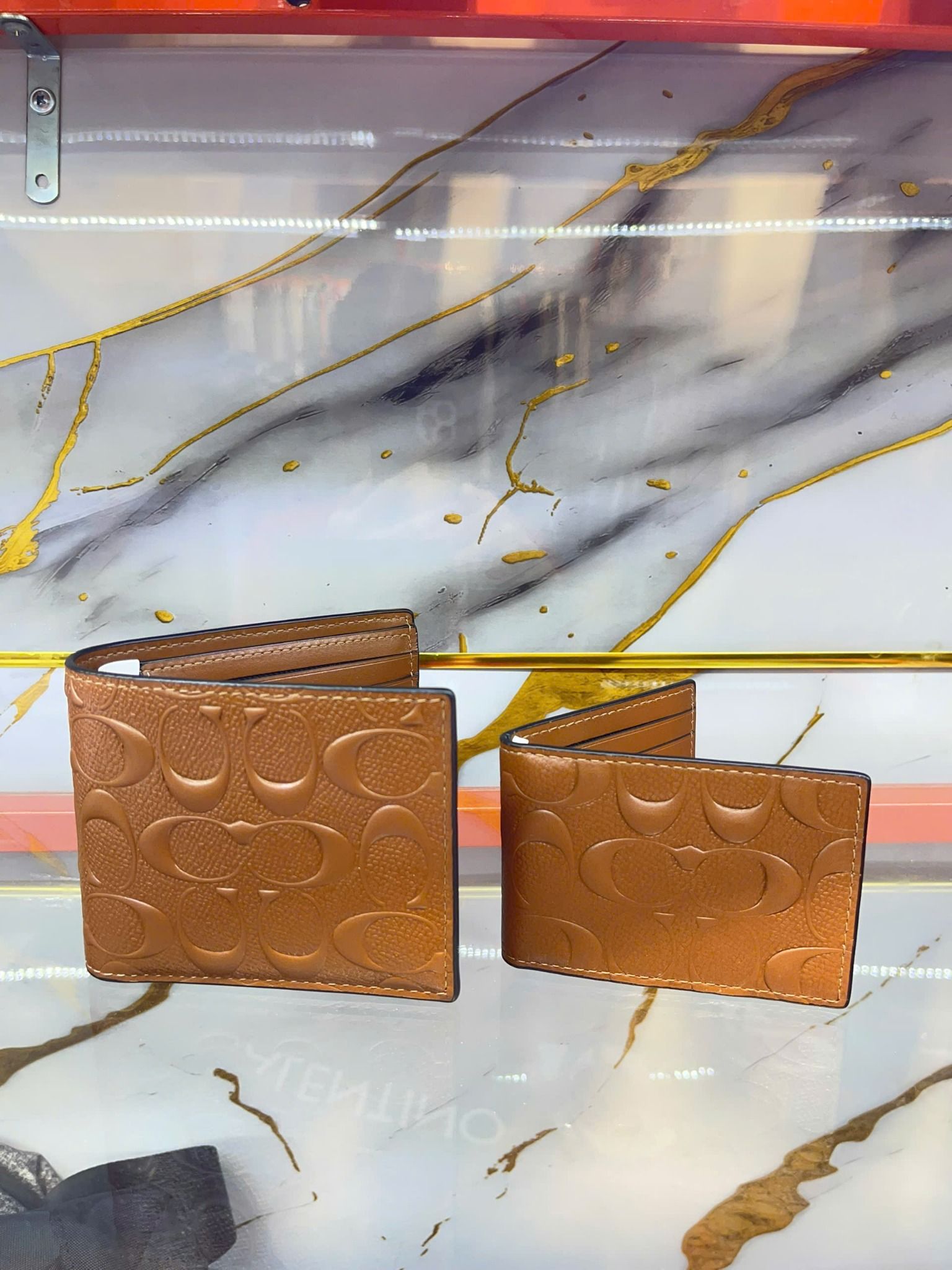 Ví Ngang Coach Nâu Họa Tiết Nổi - New - CAH2025126