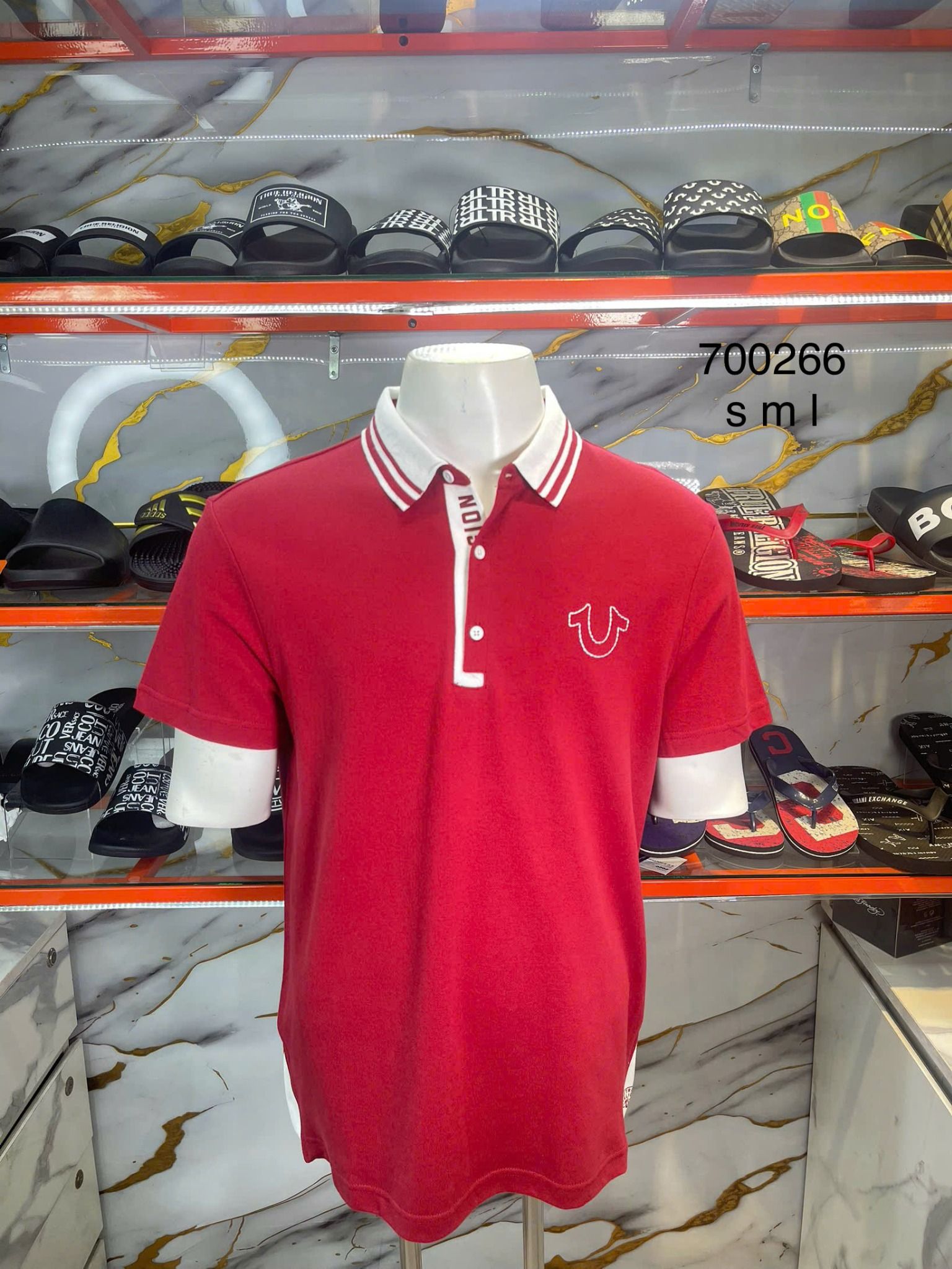 Áo Polo True Religion Đỏ Cổ Viền Trắng - New - 700266 - PA04