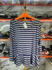 Áo Thun Tay Dài Nữ Double Take Xám Kẻ Sọc Xanh - New - D1162