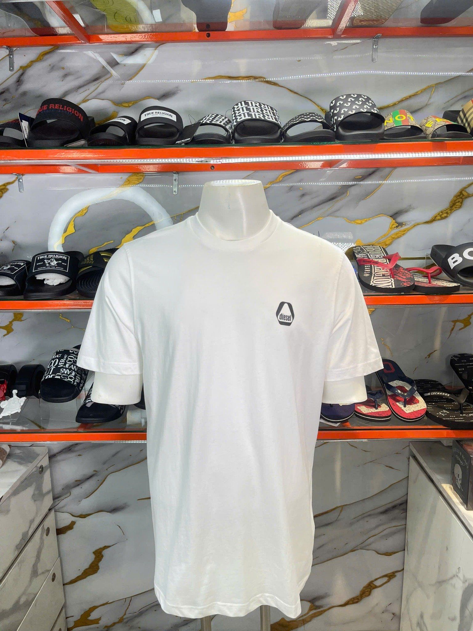 Áo Thun Diesel Trắng Logo Đen - New - A16859RPATI