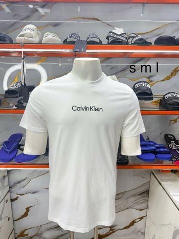 Áo Thun CK Calvin Klein Trắng Chữ Đen - New - 4R8084X 111 YAF