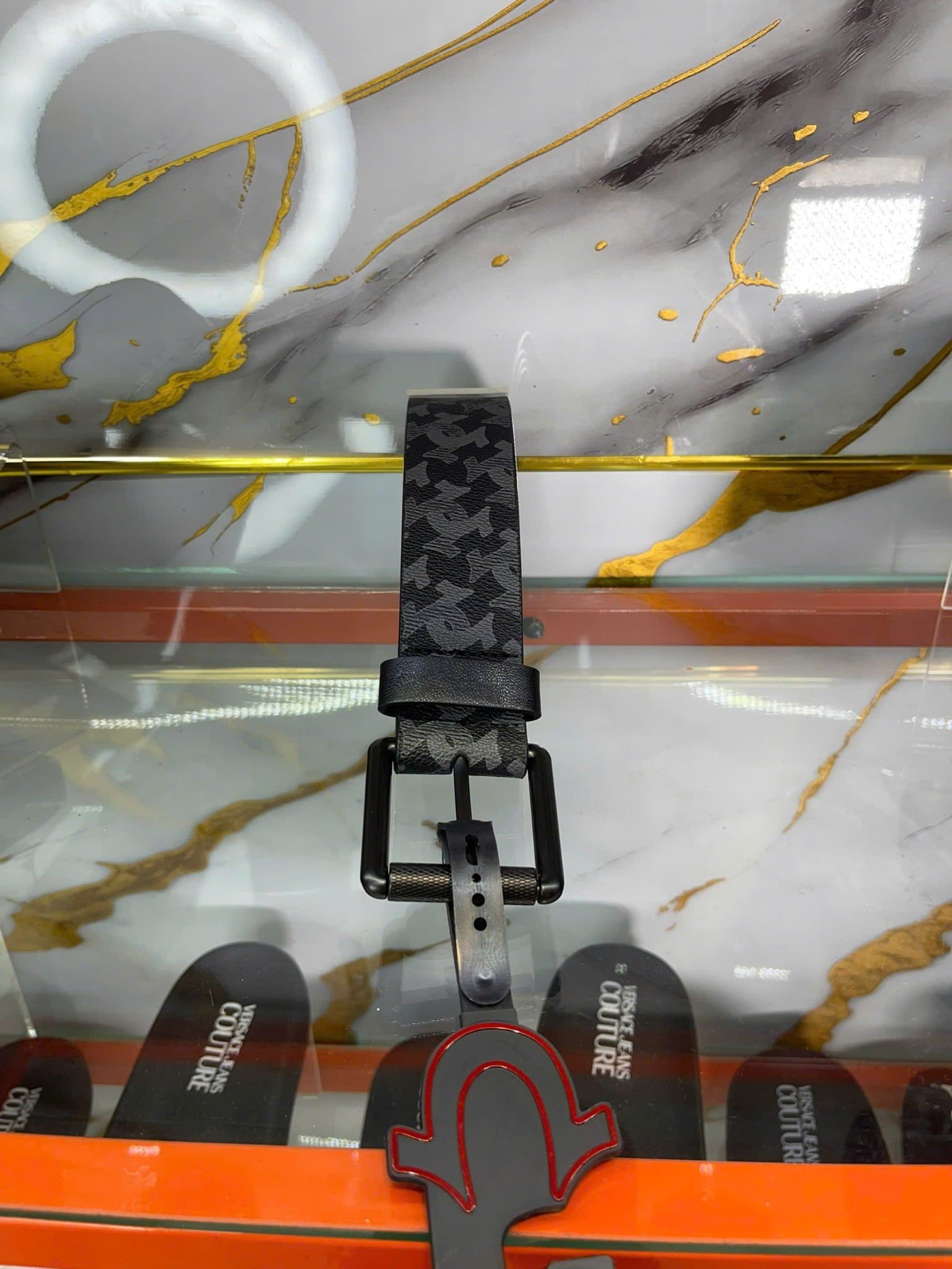 Dây Nịt True Religion Xám In Mono Nhám - New - TR304262