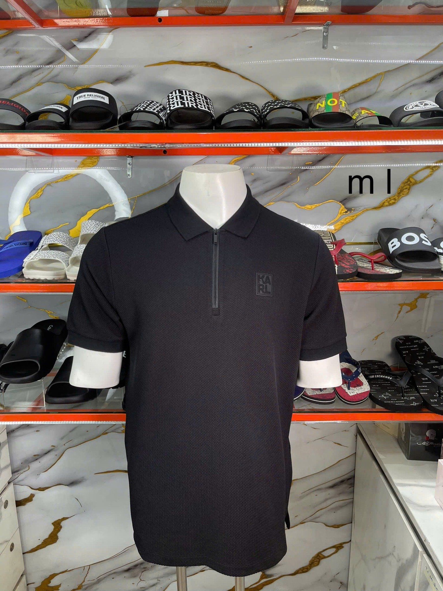 Áo Polo Karl Lagerfeld Đen Dây Kéo - New - LM2K3959