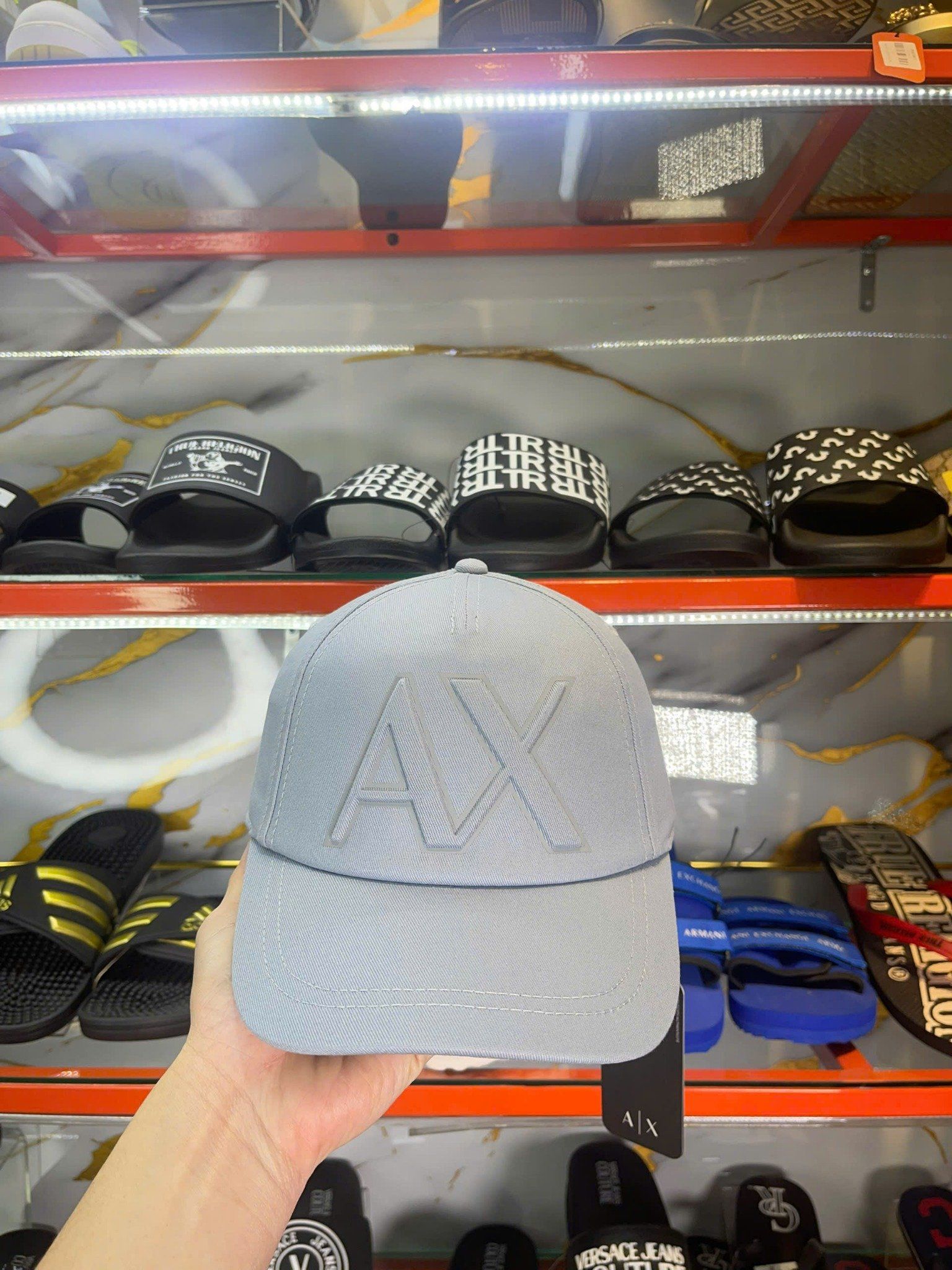 Nón A/X Armani Exchange Xanh Nhạt Chữ Nổi - New - 954213