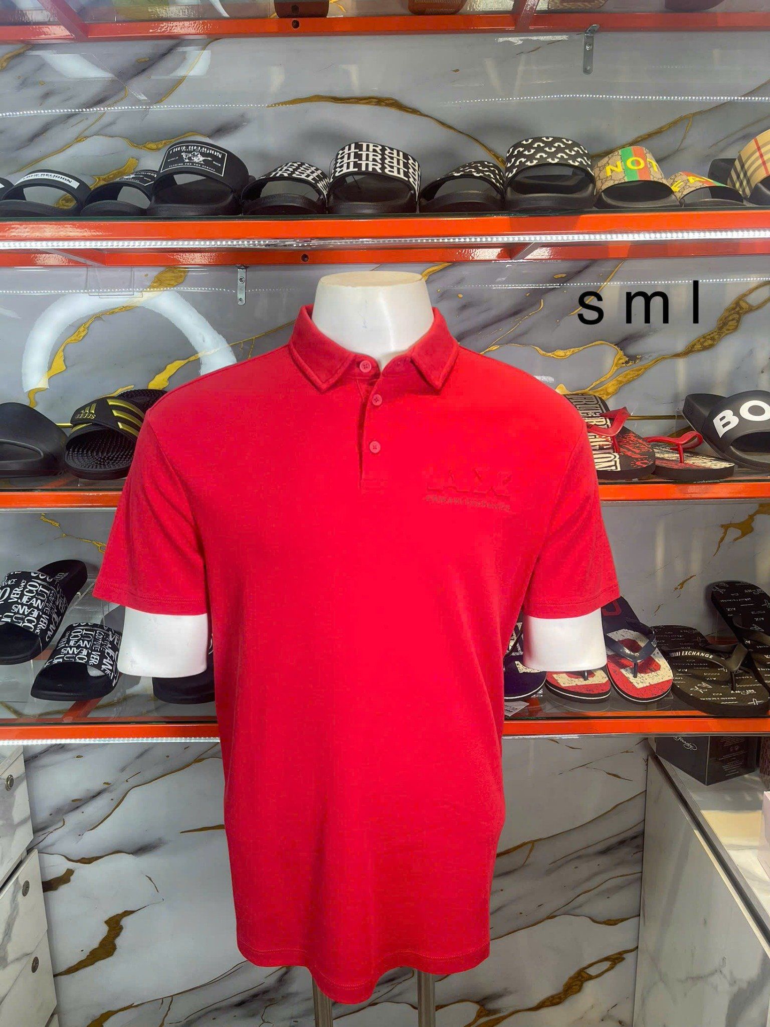 Áo Polo A/X Armani Exchange Đỏ Chữ In Nổi - New - 3DZFAA ZJUAZ - TC03