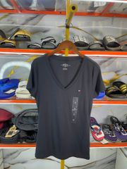 Áo Thun Nữ Cổ Tim Tommy Hilfiger Đen Trơn - New - I27377