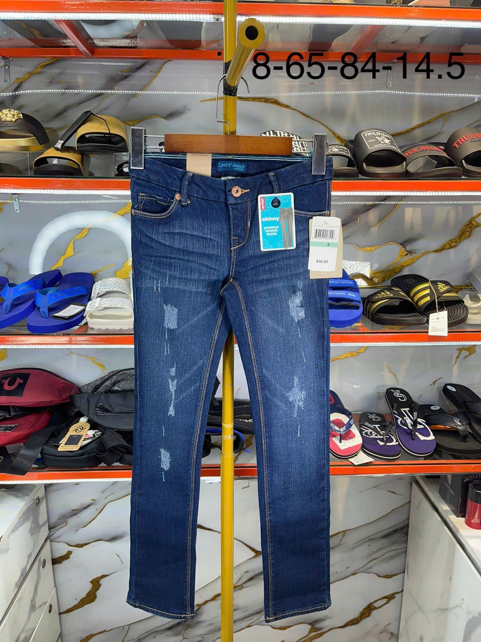 Quần Dài Jeans Nữ Levi's Xanh Đậm Vệt Chỉ Denim Skinny - New - 412174