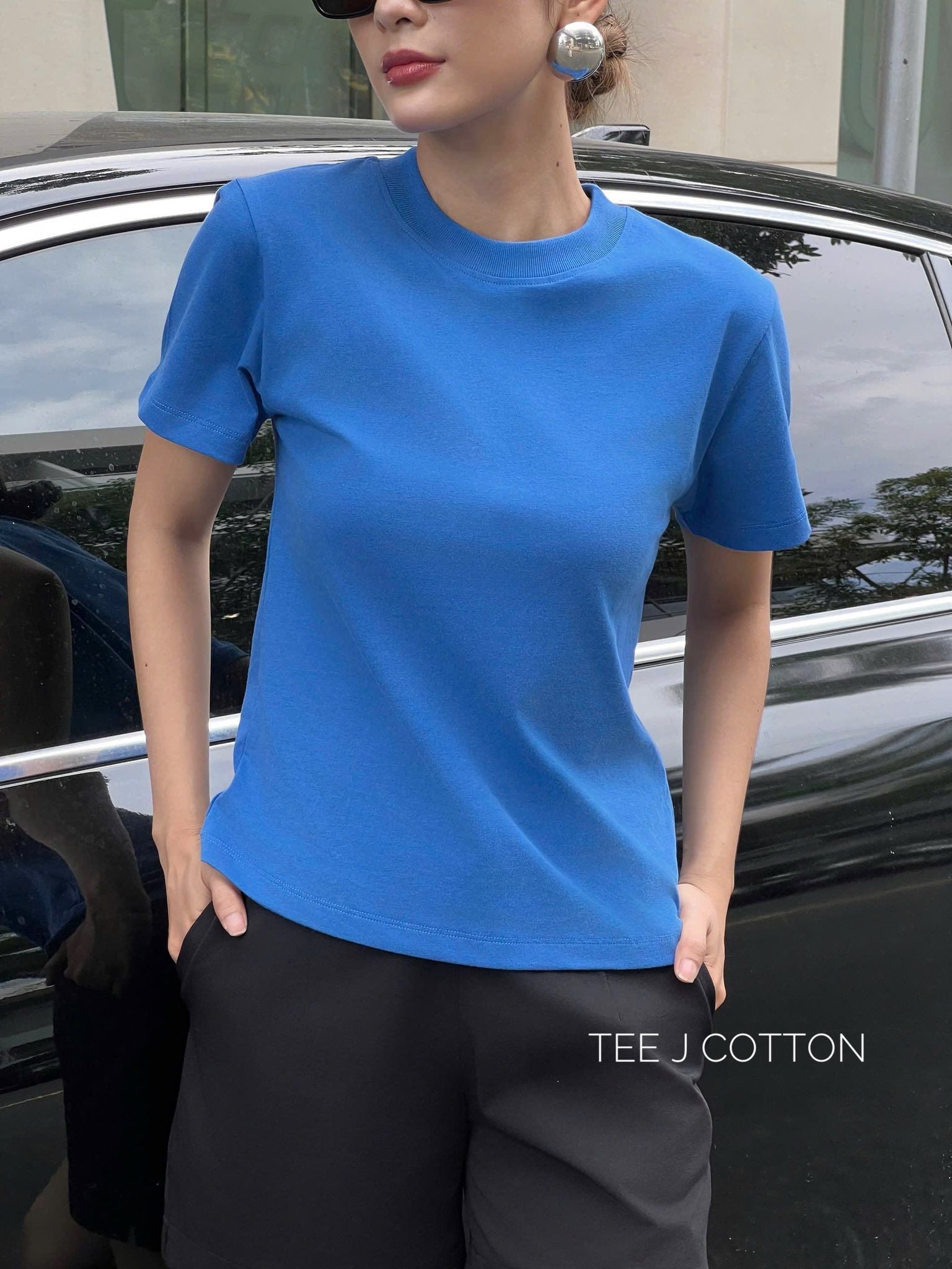  XANH DƯƠNG - ÁO THUN NỮ 100% COTTON THOÁNG MÁT 