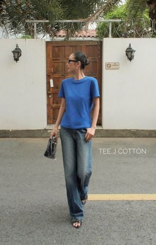 XANH DƯƠNG - ÁO THUN NỮ 100% COTTON THOÁNG MÁT