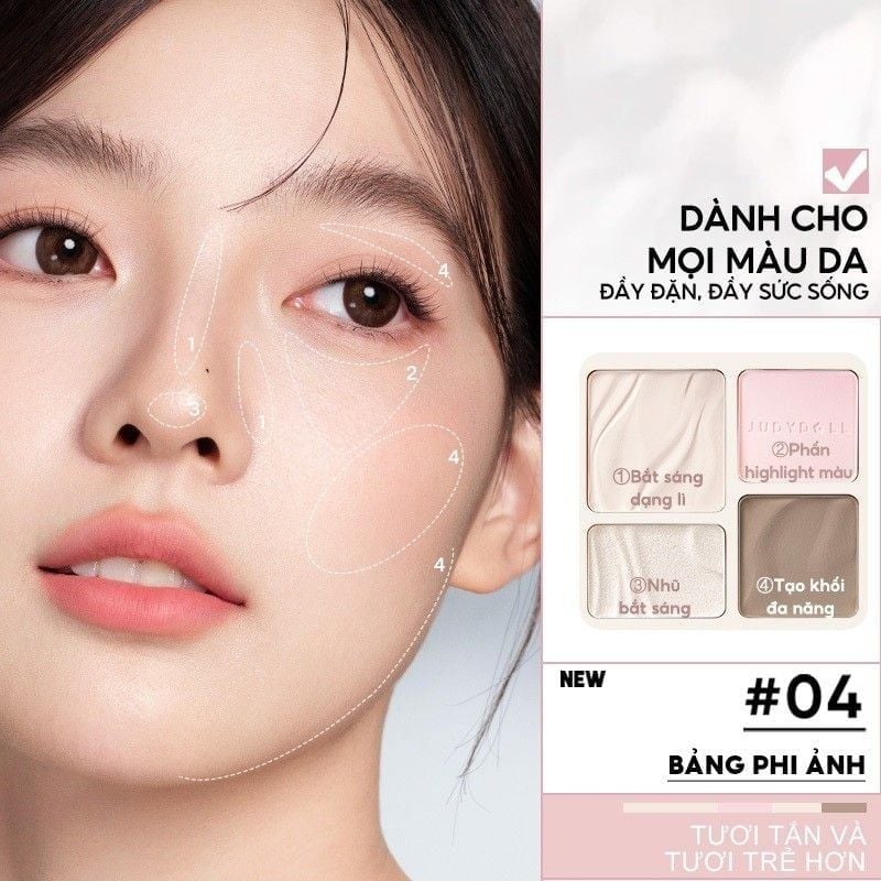 Phấn Bắt Sáng Và Tạo Khối Judydoll Highlight & Contour 9g