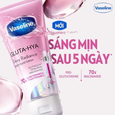 Sữa Dưỡng Thể Sáng Da Ban Đêm Vaseline Gluta-Hya Serum Burst UV Lotion Dewy Radiance 330ml
