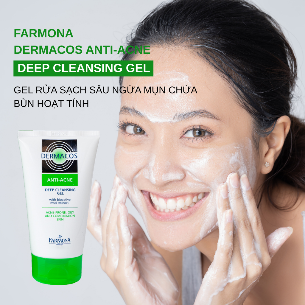 Sữa Rửa Mặt Cho Da Dầu &  Da Mụn Dermacos Anti-Acne Deep Cleansing Gel 150ml
