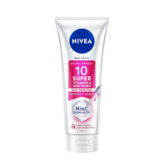 Serum Dưỡng Thể Sáng Da Mờ Thâm Nám Nivea Extra Bright 10 Super Vitamins & Skin Foods Glow Perfection Body Serum 300ml