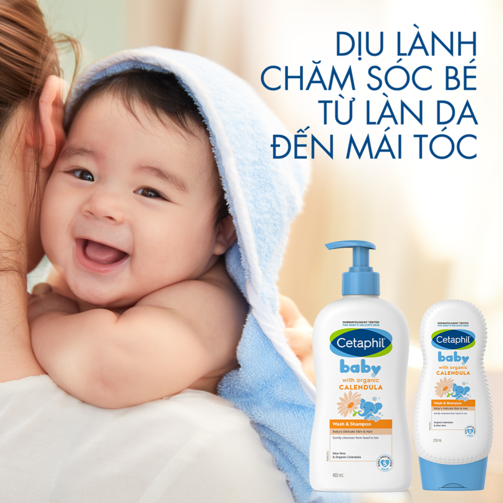 Sữa Tắm Gội Tinh Chất Hoa Cúc Dịu Nhẹ Cho Bé Cetaphil Baby Wash & Shampoo Calendula