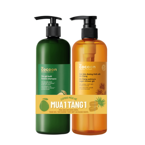 Combo Dầu Gội Bưởi Giảm Gãy Rụng Cocoon 500ml + Gel Tắm Đường Thốt Nốt An Giang 500ml