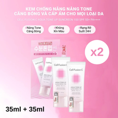 Kem Chống Nắng Nâng Tông Cấp Ẩm Căng Bóng Cell Fusion C Aqua Tone Up Sunscreen 100 SPF50+ PA++++ 35ml + 35ml