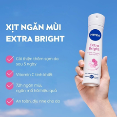 Xịt Khử Mùi Sáng Mịn & Mờ Thâm Nivea Anti-Perspirant Extra Brightening Spray 150ml
