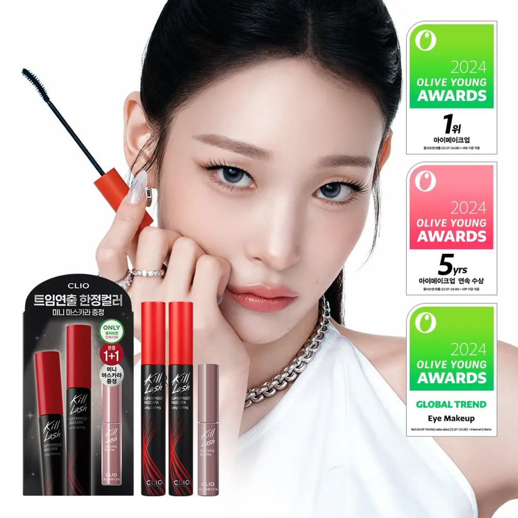 Set Chuốt Mi Clio Kill Lash Superproof Mascara Long Curling 7g + Long Curling Deep Pink Mascara 3.5g