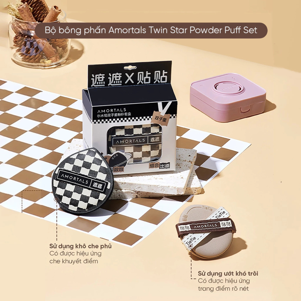 Bộ 2 Bông Mút Sao Song Tử Amortals Twin Star Powder Puff Set
