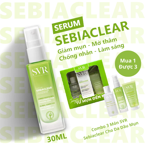 Combo 3 Món SVR Sebiaclear Cho Da Dầu (Tinh Chất 30ml+Nước Tẩy Trang 75ml+Gel Rửa Mặt 55ml)