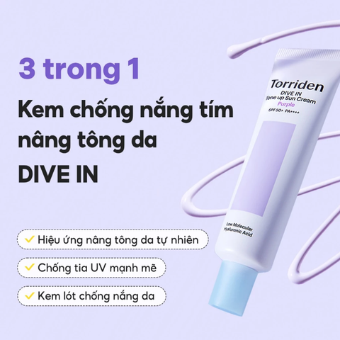 Kem Chống Nắng Nâng Tone Torriden Dive-in Tone Up Sun Cream Purple SPF 50+ PA++++ 60ml