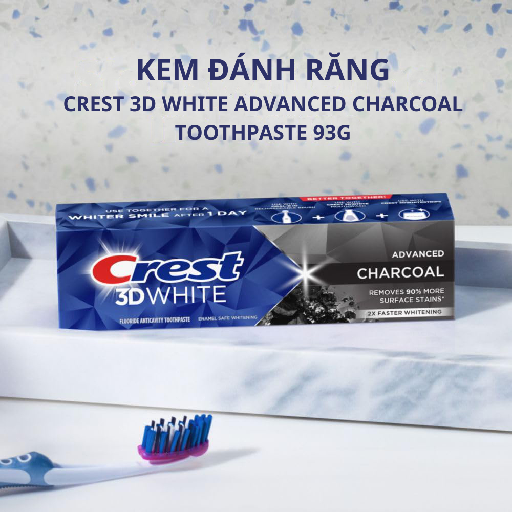 Kem Đánh Răng Crest 3D White Advanced Charcoal Toothpaste 93g