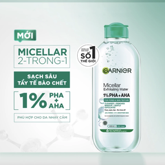 Nước Tẩy Trang Làm Sạch Tế Bào Da Chết Garnier Micellar Exfoliating Water 1% PHA+AHA 400ml