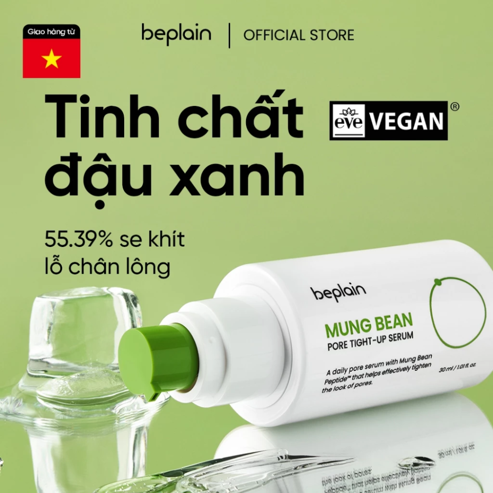 Tinh Chất Kiềm Dầu Se Khít Lỗ Chân Lông beplain Mung Bean Pore Tight-up Serum 30ml
