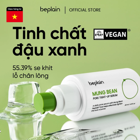 Tinh Chất Kiềm Dầu Se Khít Lỗ Chân Lông beplain Mung Bean Pore Tight-up Serum 30ml
