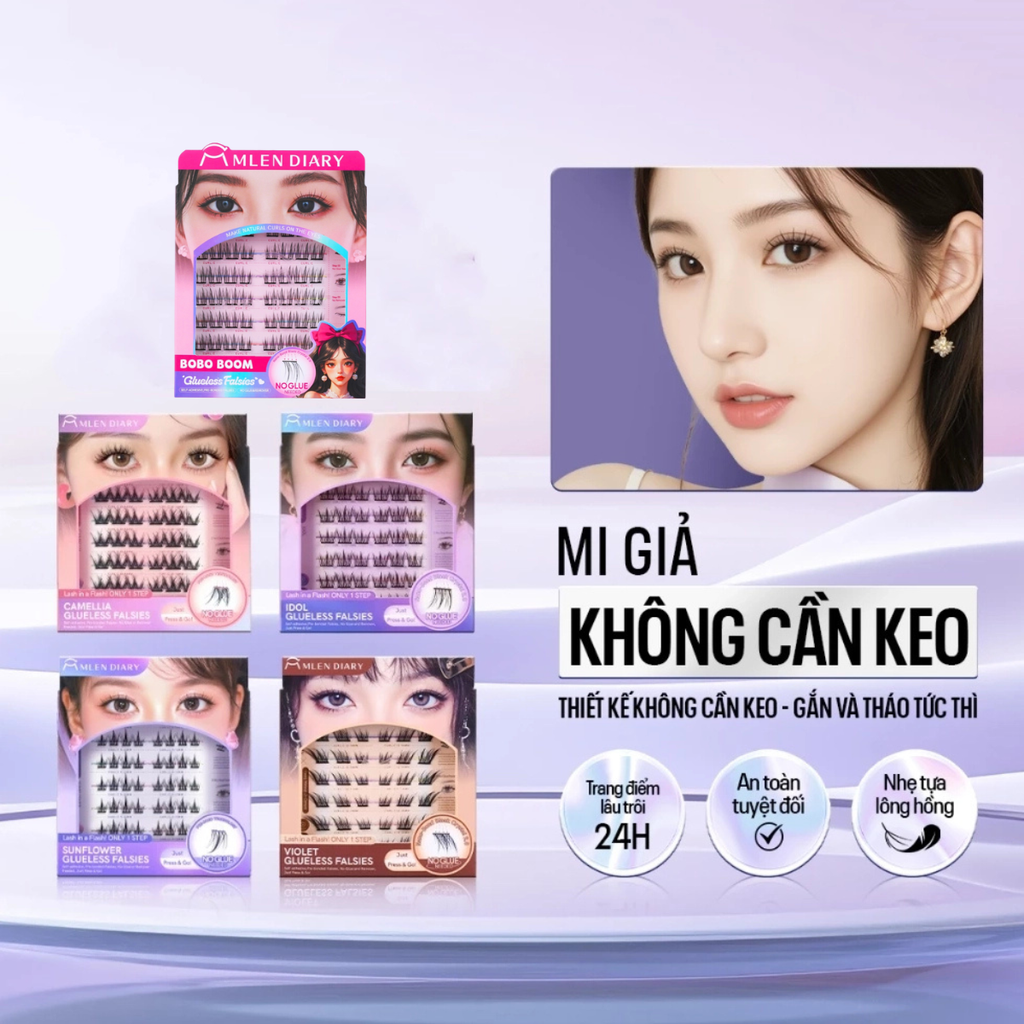 Lông Mi Giả Dạng Cụm Mlen Diary Nano-Bond Black Crystal 2.0