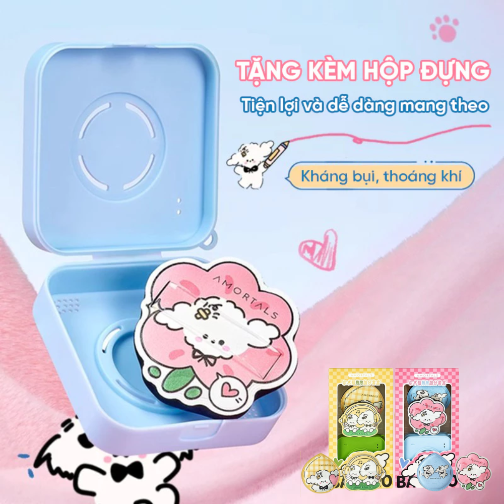 Bộ Bông Mút Tán Kem Nền Dạng Lỏng Amortals Huggy Powder Puff Set