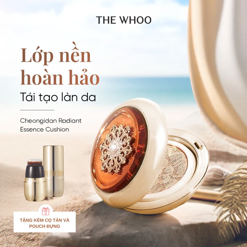 Phấn Nước Whoo Cheonggidan Radiant Essence Cushion SPF50+ PA+++ 15g (Tặng kèm lõi + cọ)