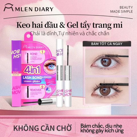 Keo Dán Mi 2 Đầu Có Màu Mlen Diary 4In1 Plus Lash Bond & Remover