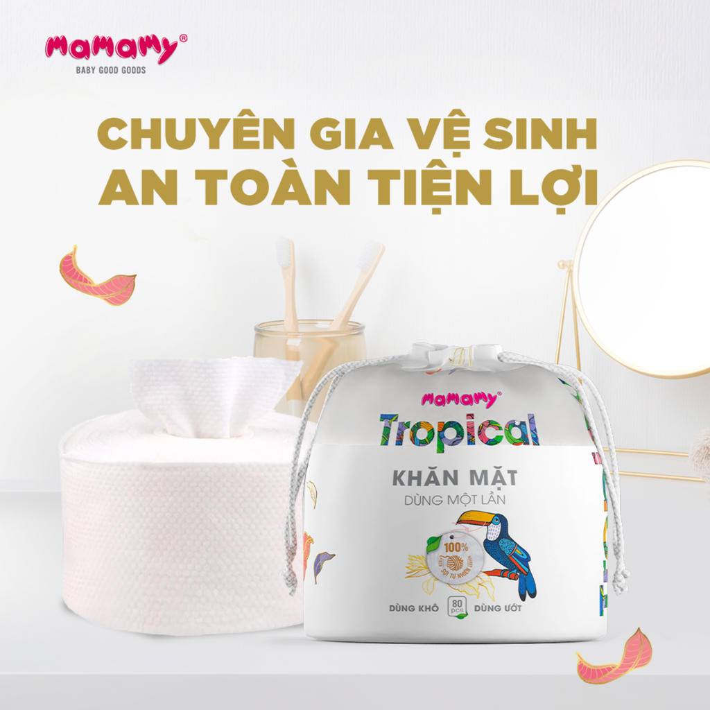 Khăn Mặt Dùng Một Lần Mamamy Tropical 80 Tờ