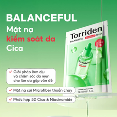 Mặt Nạ Làm Dịu & Phục Hồi Da Mụn Nhạy Cảm Torriden Balanceful Cica Mask 25ml