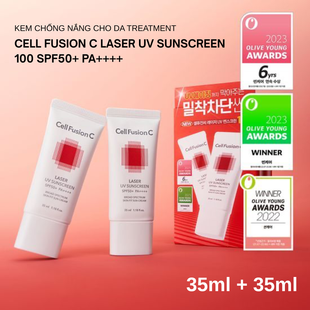 Kem Chống Nắng Cho Da Treatment Cell Fusion C Laser Uv Sunscreen 100 SPF50+ PA++++ 35ml + 35ml