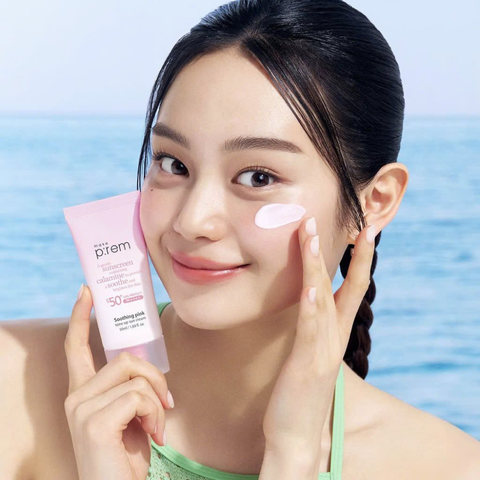 Kem Chống Nắng Nâng Tone Trắng Hồng Make P:rem Soothing Pink Tone Up Sun Cream SPF50+ PA++++ 50ml