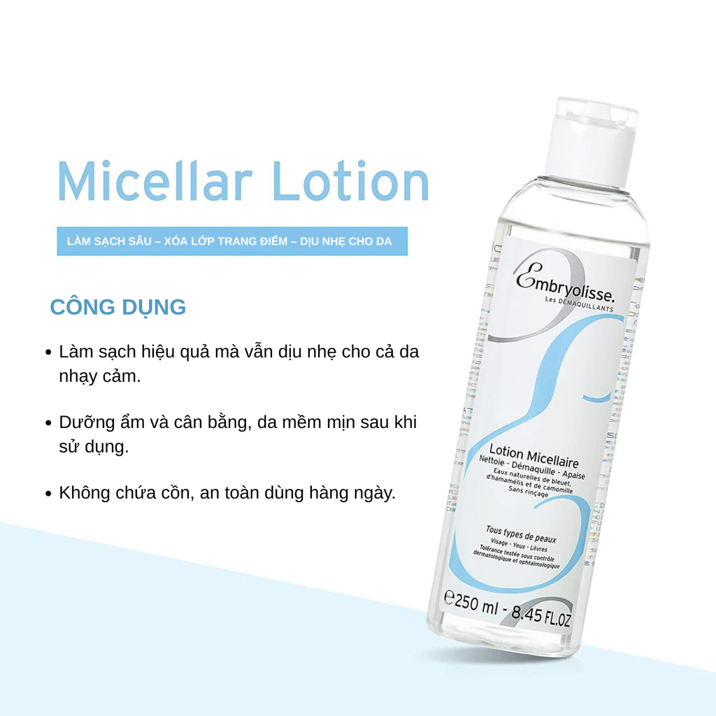 Nước Tẩy Trang Embryolisse Dành Cho Mọi Loại Da Micellar Lotion