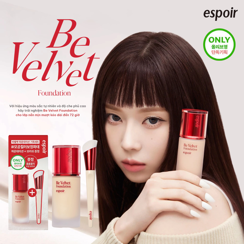 Kem Nền Espoir Be Velvet Foundation SPF22 PA++ 30g + Cọ Đánh Nền Espoir Pore Blur Foundation Brush