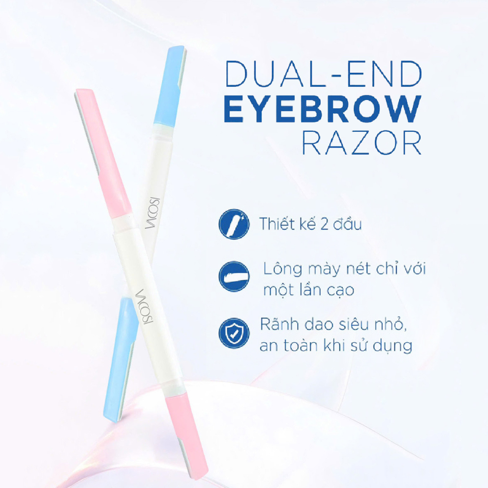 Set Dao Cạo Mày Vacosi 2 Đầu Xanh Hồng DC18 Dual-End Eyebrow Razor