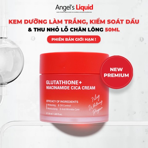 Kem Dưỡng Trắng Kiểm Soát Dầu Thu Nhỏ Lỗ Chân Lông Angel’s Liquid Glutathione Plus Niacinamide Cica Cream 50ml