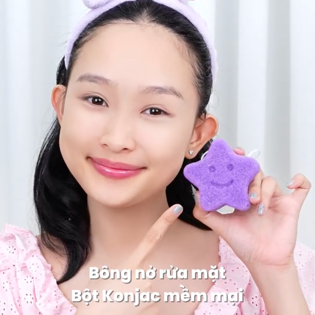 Bông Rửa Mặt Sợi Bột Konjac Vacosi BN02 Mild Facial Cleansing Sponge - Star