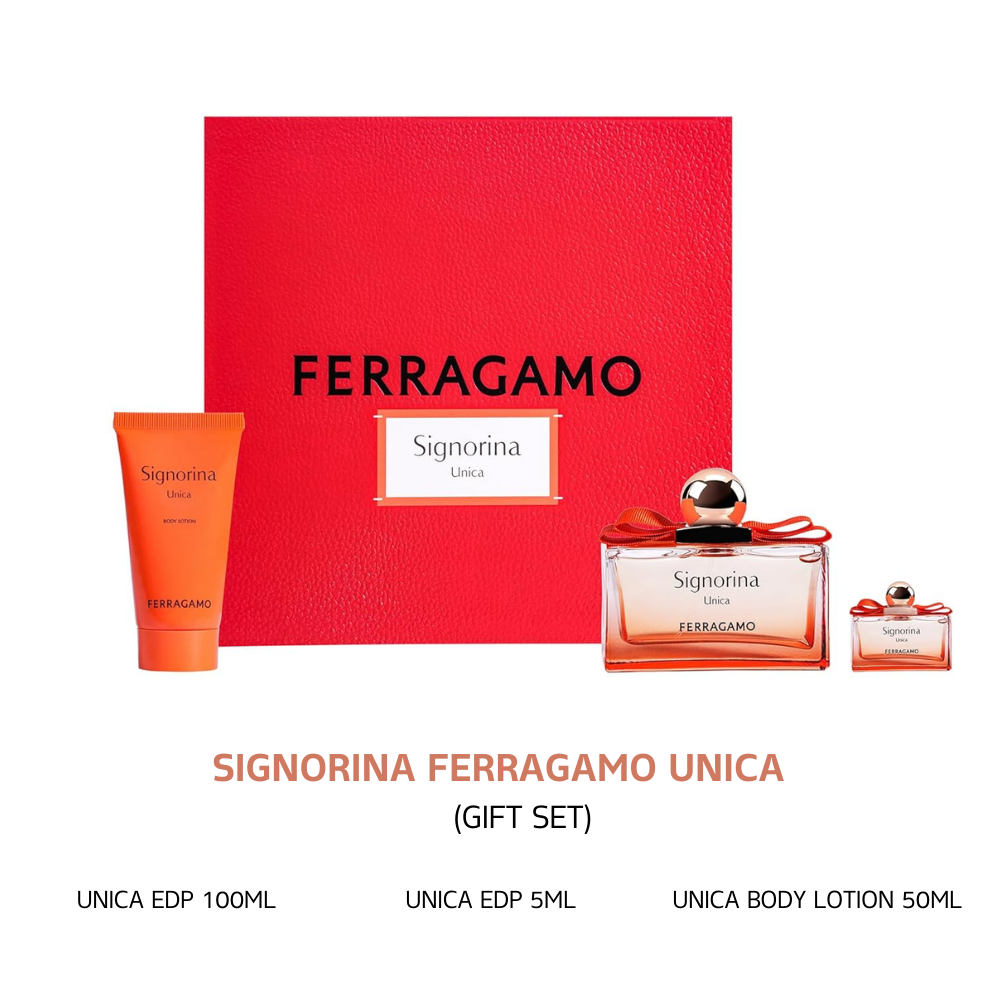 Set Nước Hoa Nữ Signorina Ferragamo Unica (EDP 100ml+EDP 5ml+Body Lotion 50ml)