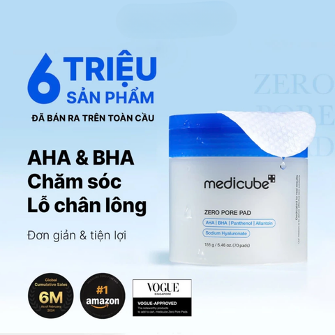 Toner Pad Thu Nhỏ Lỗ Chân Lông Mềm Mịn Da Medicube Zero Pore Pad 70 Miếng