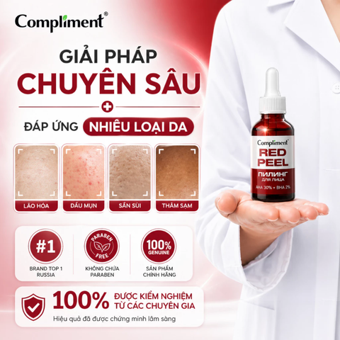 Tẩy Da Chết Hóa Học Compliment Red Peel AHA 30% + BHA 2% 27ml