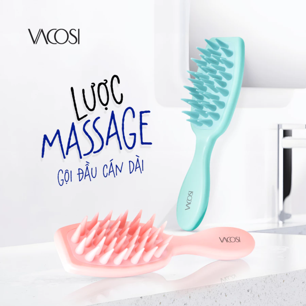 Lược Gội & Massage Đầu Răng Silicone Vacosi C21 Massage & Shampoo Comb