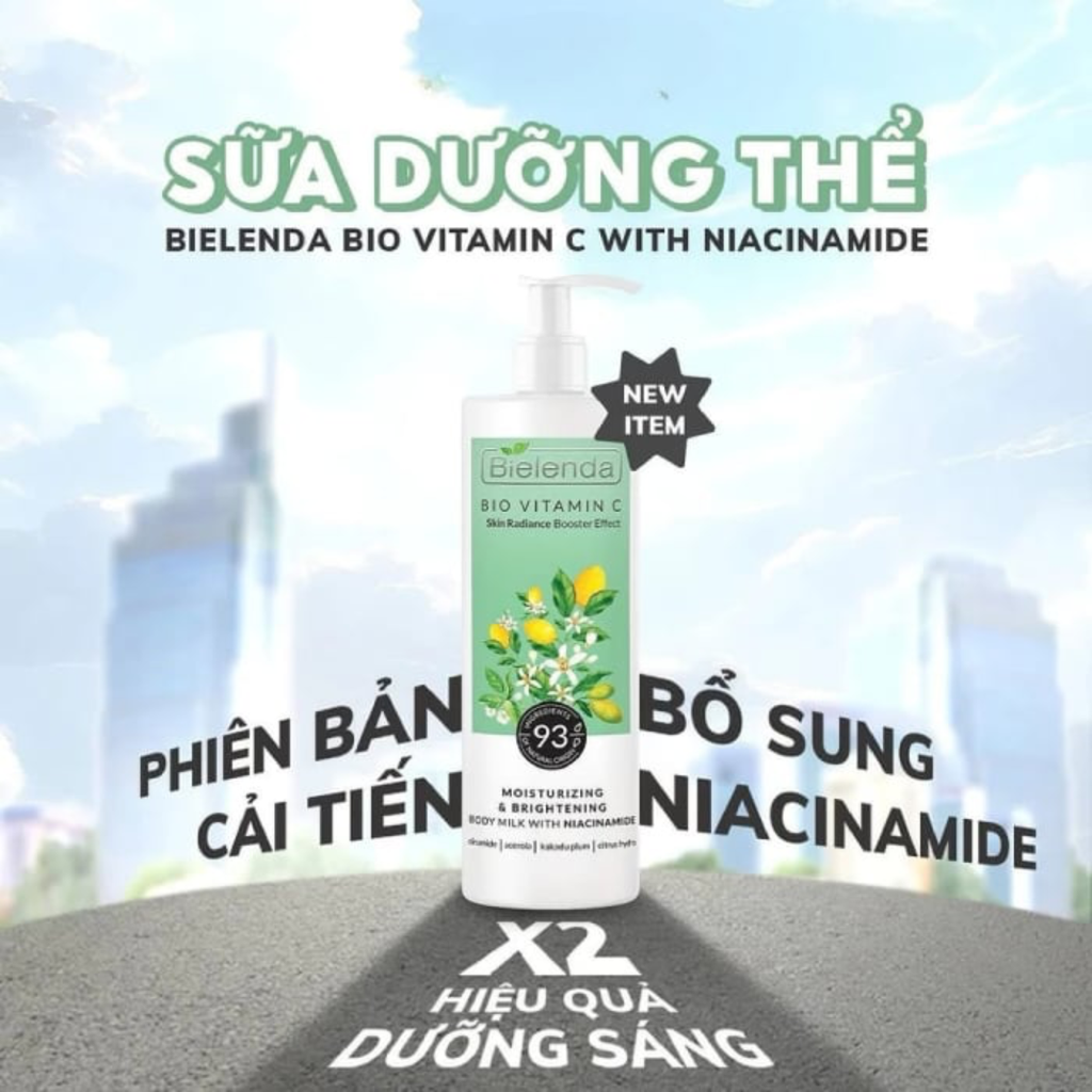 Sữa Dưỡng Thể Bielenda Bio Vitamin C Moisturizing & Brightening Body Milk With Niacinamide 400ml